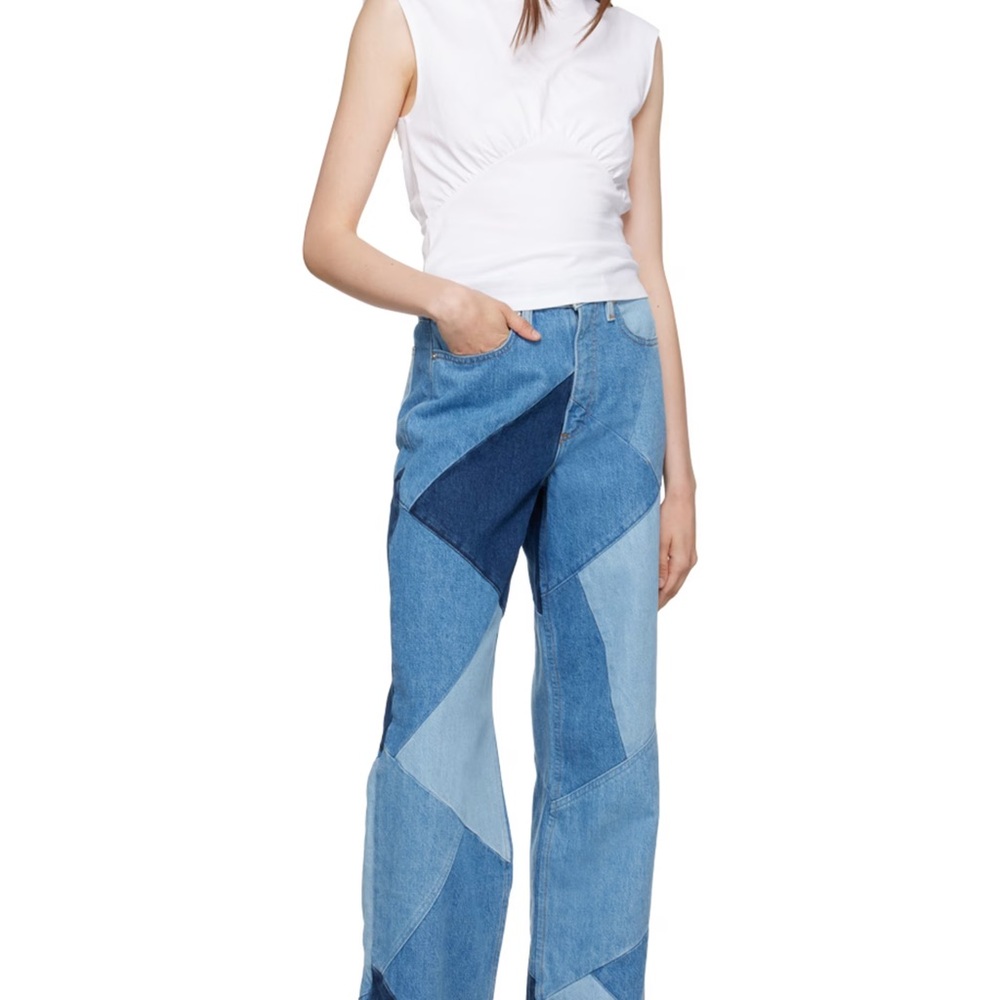 Frame Denim Women's High Rise Patchwork Jeans - Blue